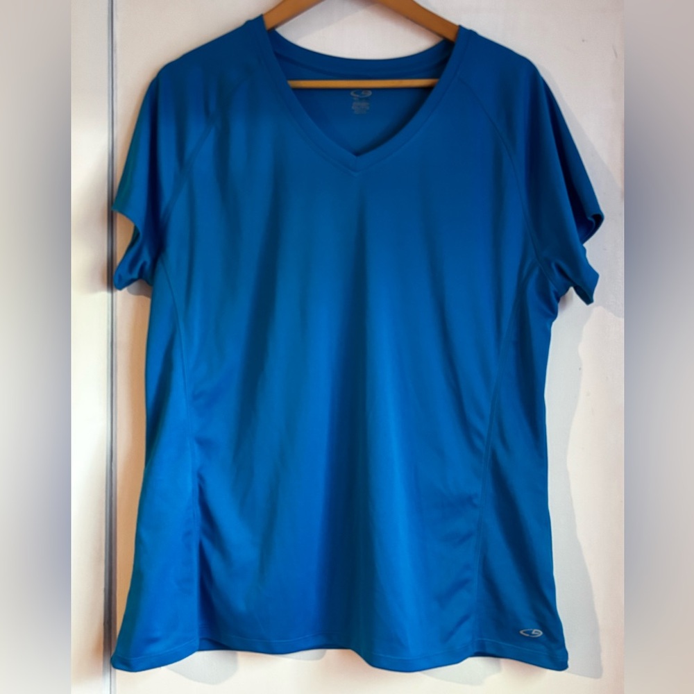 Champion Women's Blue V-Neck Tee